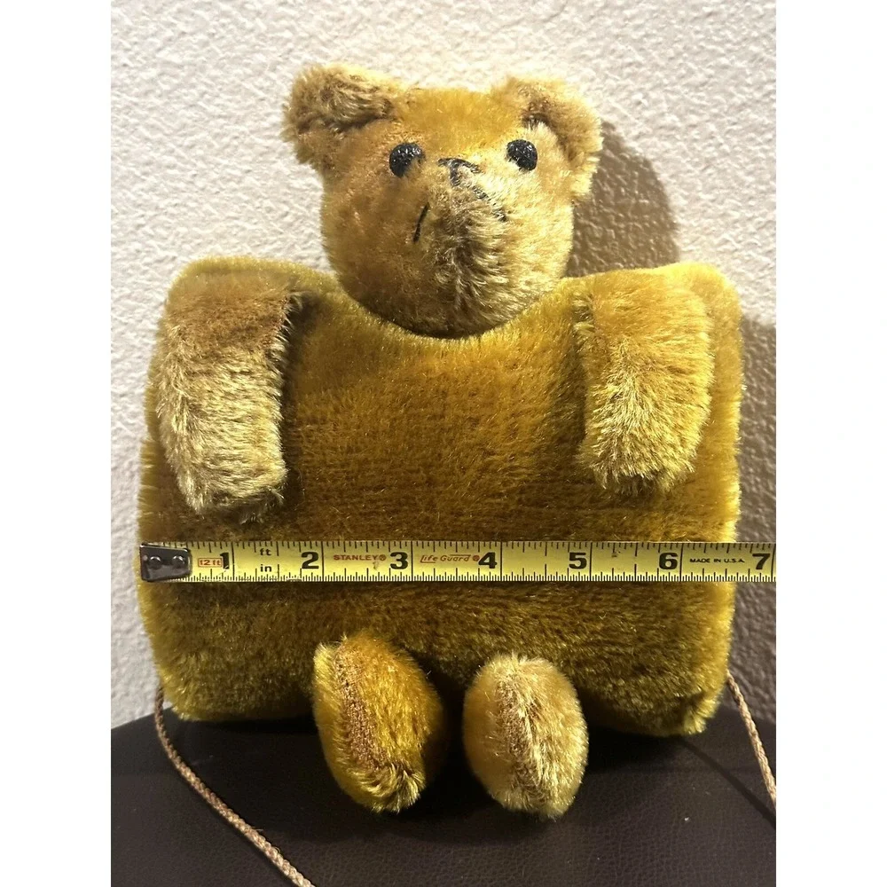 Vintage Mohair Child Teddy Bear Brown Hand Muff 11" Tall Joint Head Antique OOAK - Picture 7 of 10